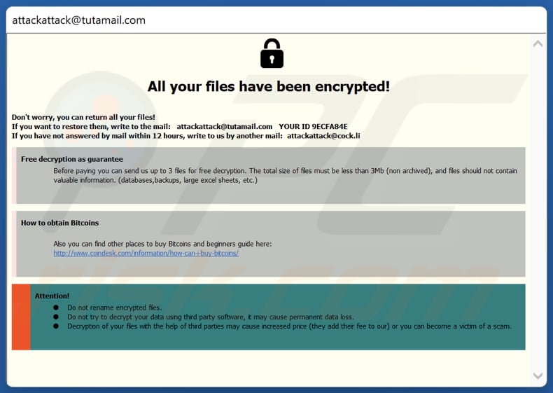 ATCK nota di riscatto pop-up del ransomware