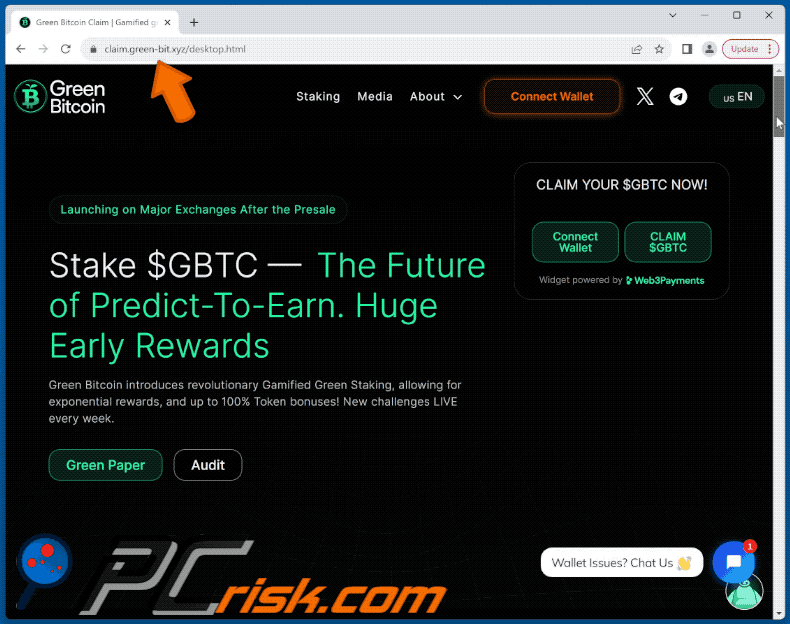 Aspetto della truffa Claim $GBTC (GIF)