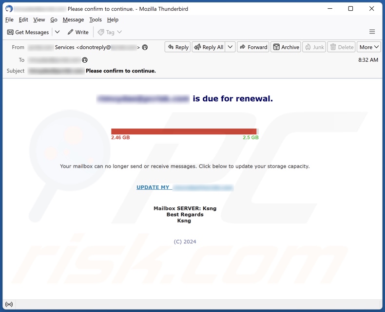 Email Is Due For Renewal campagna di spam e-mail