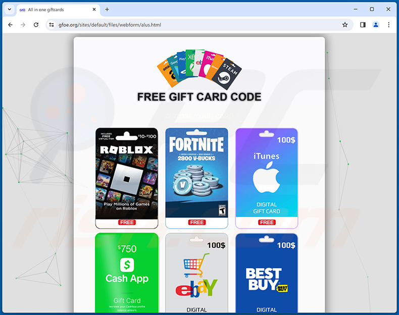 Gift Card Giveaway sito truffa - gfoe[.]org