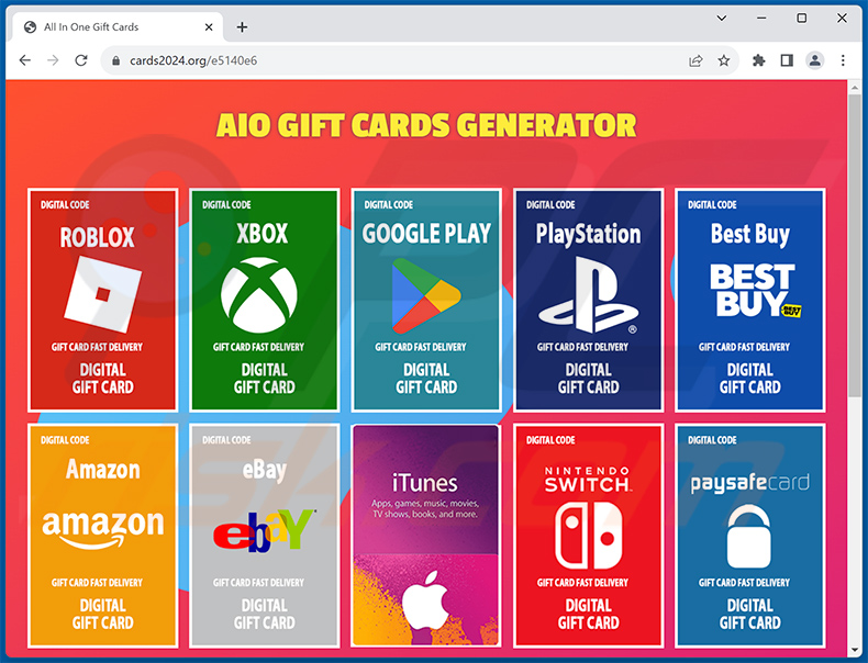 Gift Card Giveaway sito truffa - cards2024[.]org
