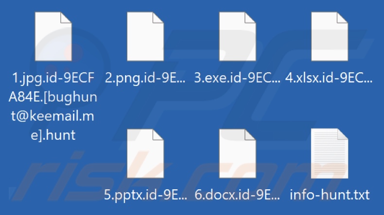 File crittografati dal ransomware Hunt (estensione .hunt)