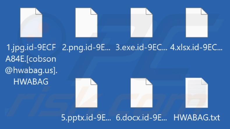 File crittografati dal ransomware HWABAG (estensione .HWABAG)