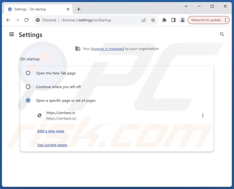 Rimozione di iambest.io dalla homepage di Google Chrome