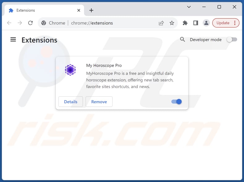 Rimozione delle estensioni di Google Chrome correlate a myhoroscopepro.com