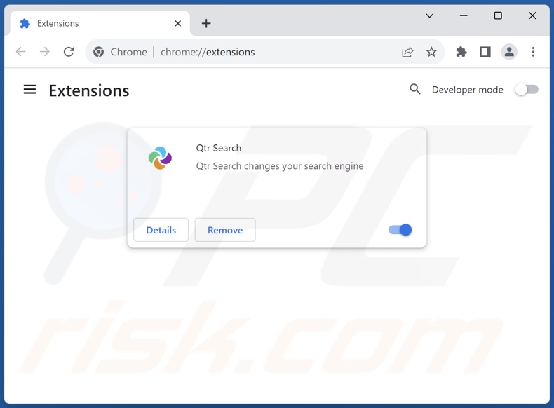 Rimozione delle estensioni di Google Chrome correlate a qtrserach.com