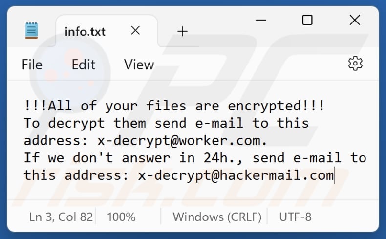 File di testo del ransomware xDec (info.txt)