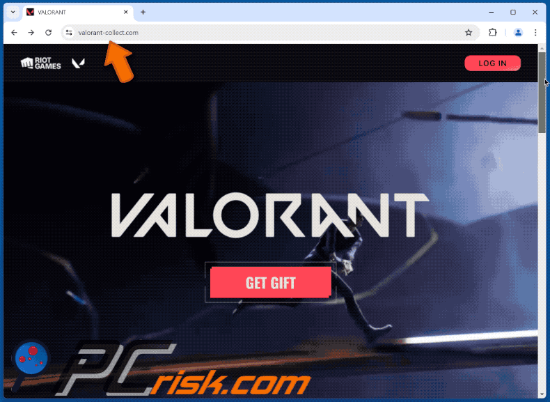 Aspetto della truffa del Dono Valorante (GIF)