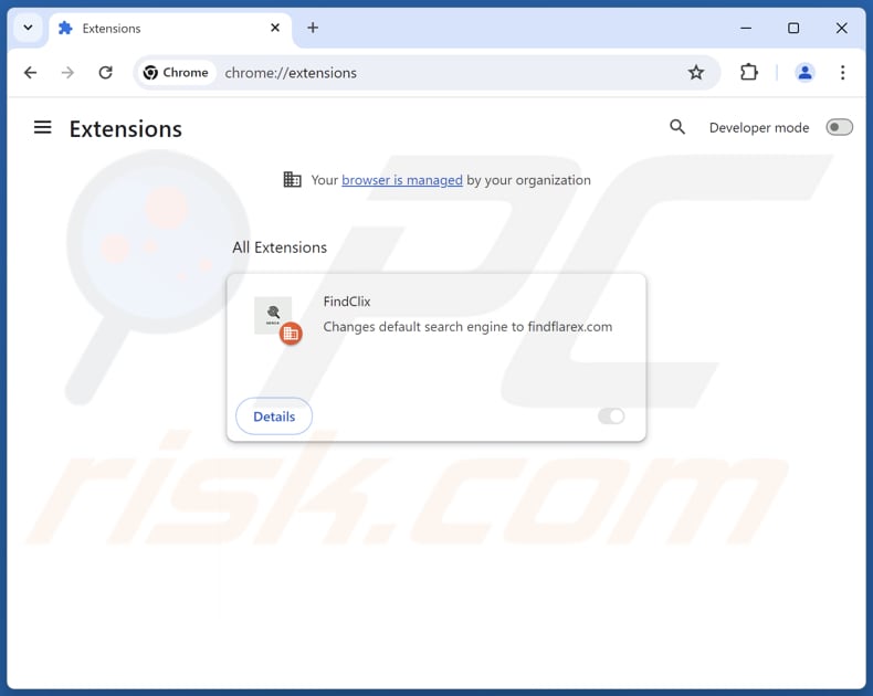 Rimozione delle estensioni di Google Chrome correlate a findflarex.com
