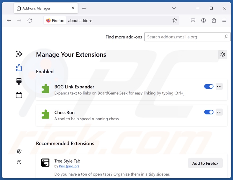 Rimozione delle estensioni di Mozilla Firefox correlate a hotsearch.io