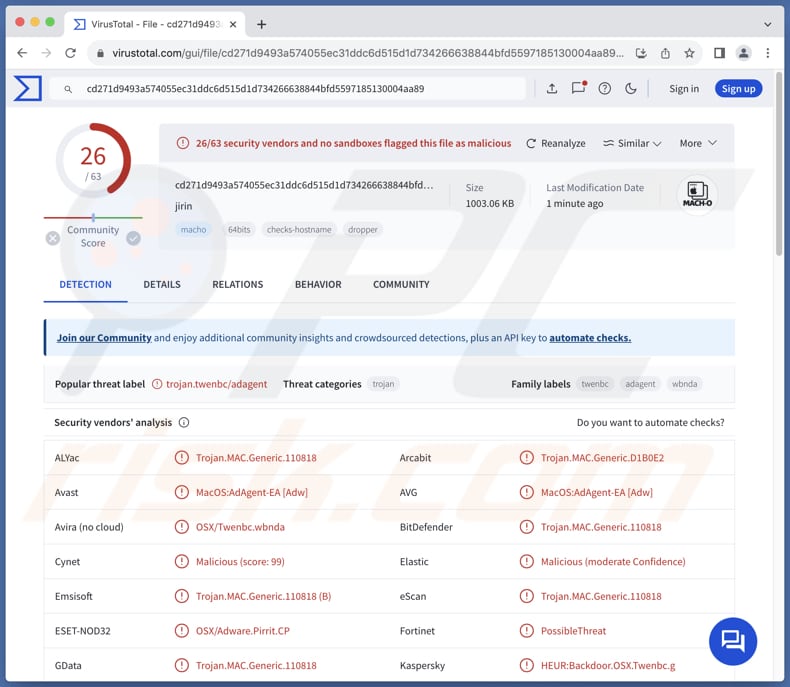 Jirin.app adware