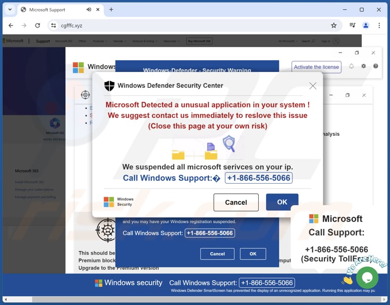 Microsoft Detected A Unusual Application In Your System truffa