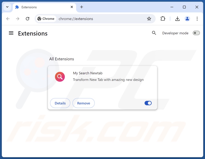 Rimozione delle estensioni di Google Chrome correlate a my-search-newtab.com