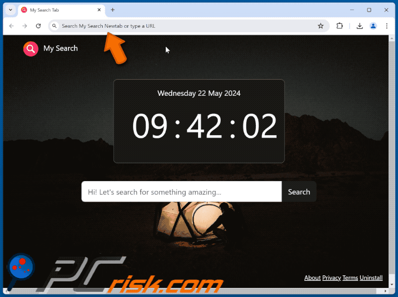 Il dirottatore del browser My Search Newtab reindirizza a Bing (GIF)