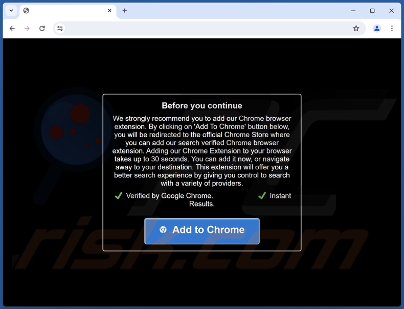 Un sito web ingannevole utilizzato per promuovere Quest-Finder, il dirottatore del browser