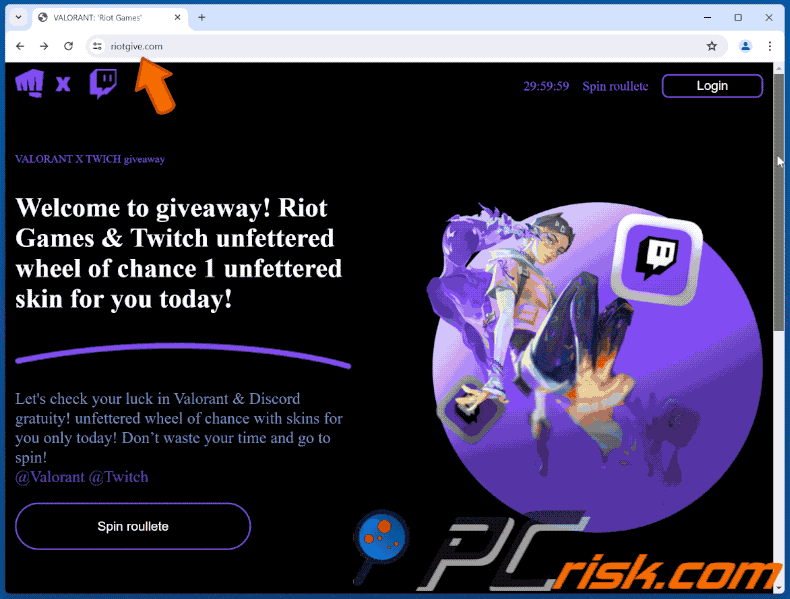 Apparizione della truffa Riot Games & Twitch Giveaway