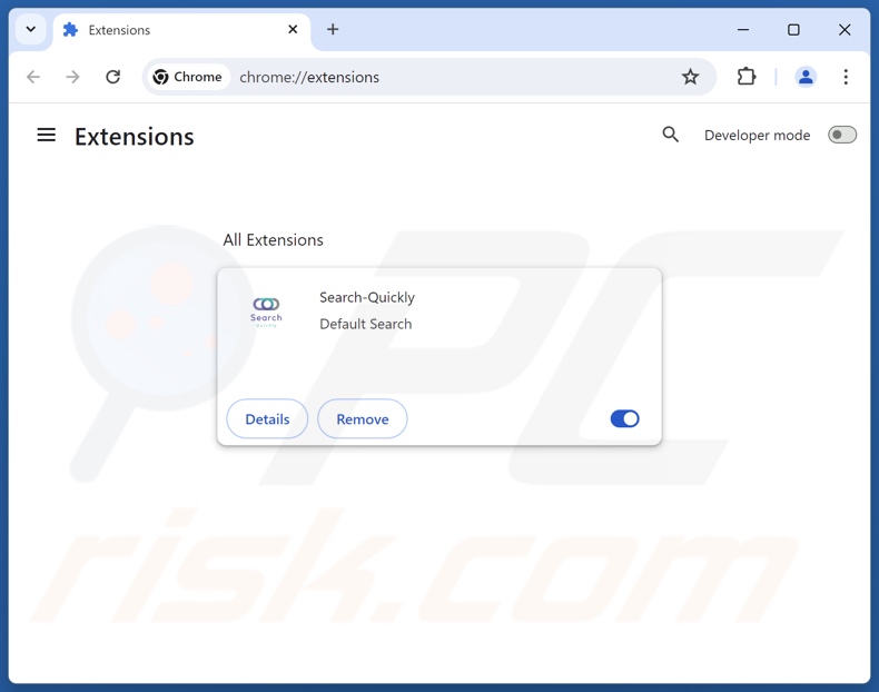 Rimozione delle estensioni di Google Chrome correlate a search-quickly.com