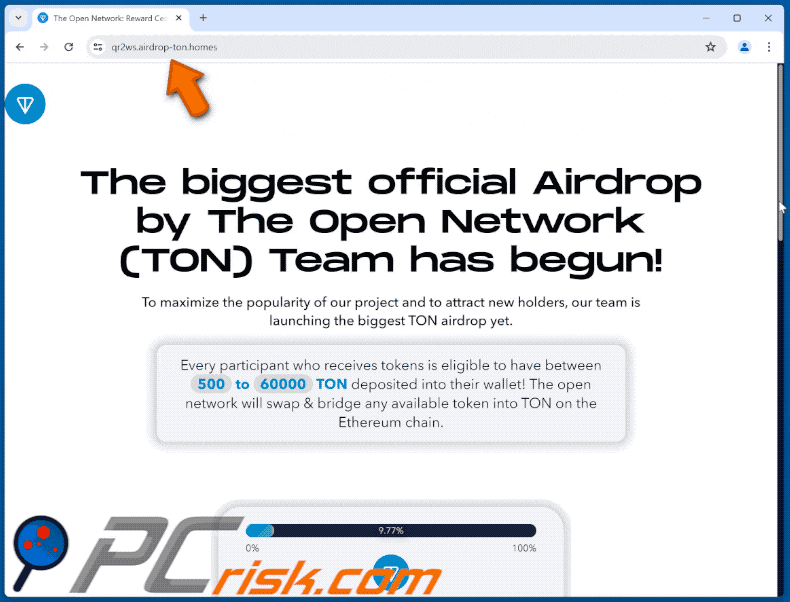 Apparizione della truffa Toncoin (TON) Airdrop