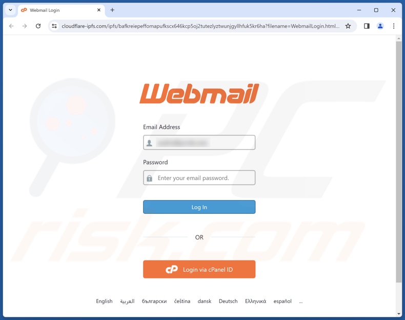 Your Password Changed e-mail truffa promossa sito di phishing