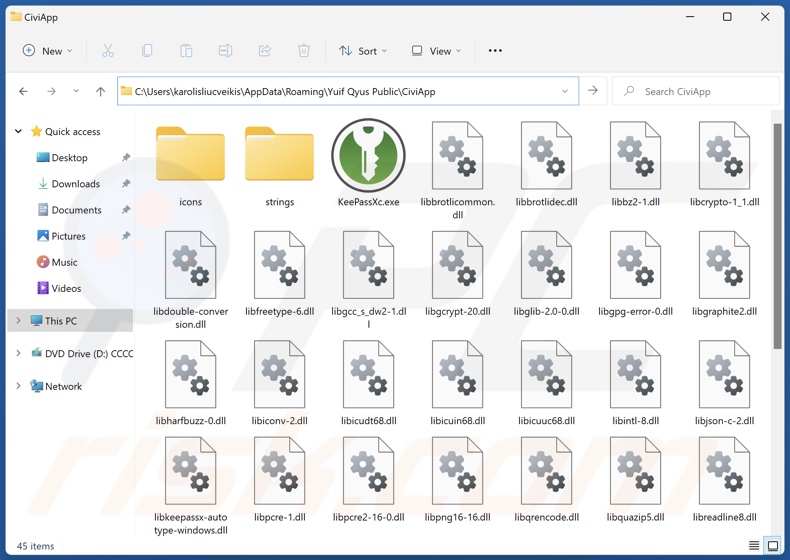 Cartella di installazione dell'applicazione indesiderata CiviApp