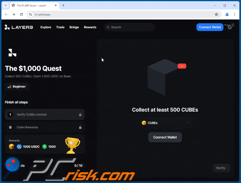 Comparsa della truffa Collect 500 CUBEs