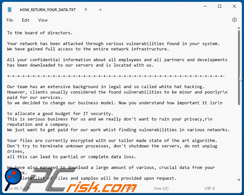 El Dorado ransomware file di testo (HOW_RETURN_YOUR_DATA.TXT)