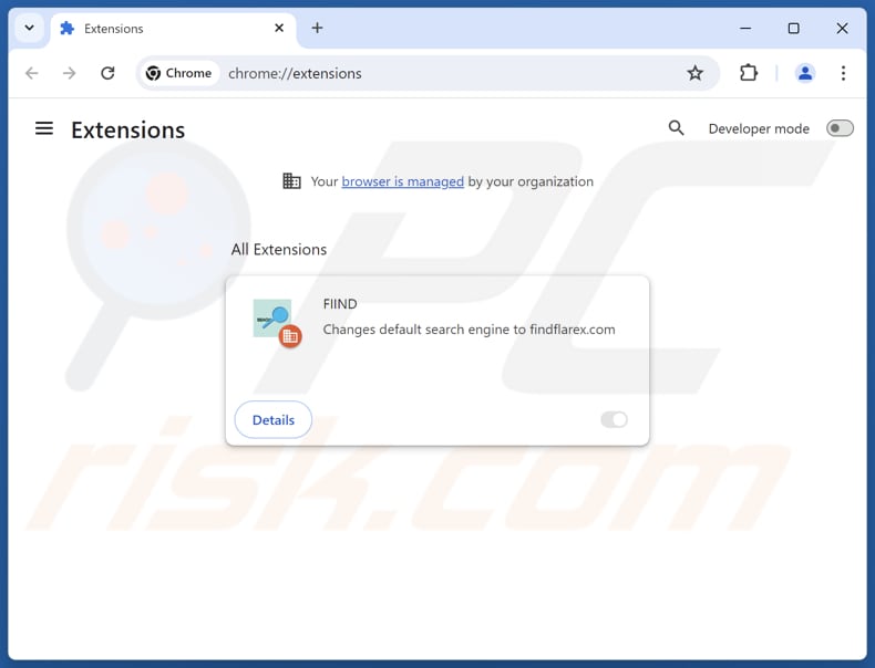 Rimozione delle estensioni di Google Chrome correlate a findflarex.com