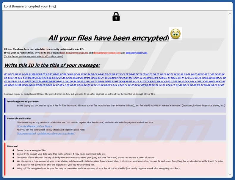 Lord Bomani ransomware nota di riscatto (Read Me!.hTa)