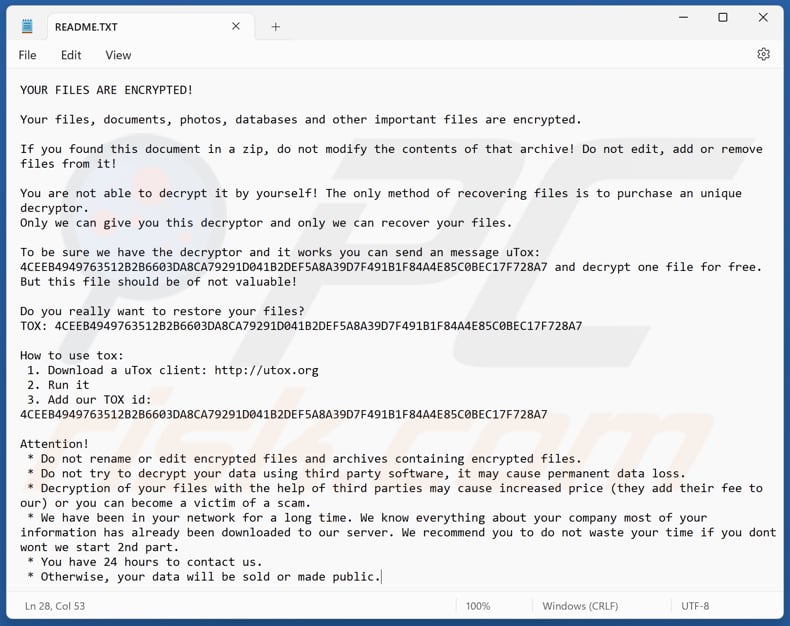 Orbit ransomware file di testo (README.TXT)