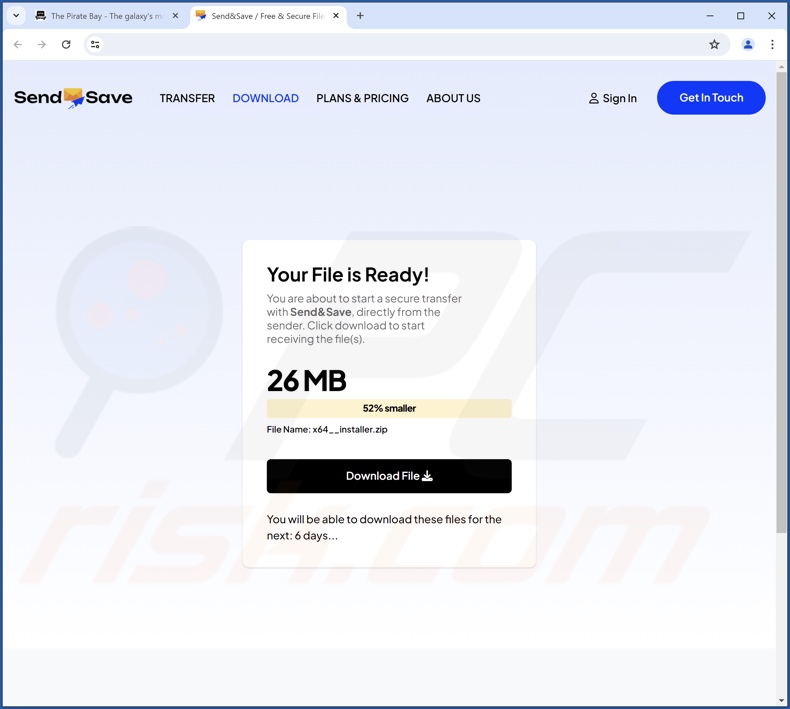 Sito web ingannevole utilizzato per promuovere PubQuo PUA