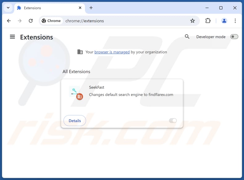Rimozione delle estensioni di Google Chrome correlate a findflarex.com