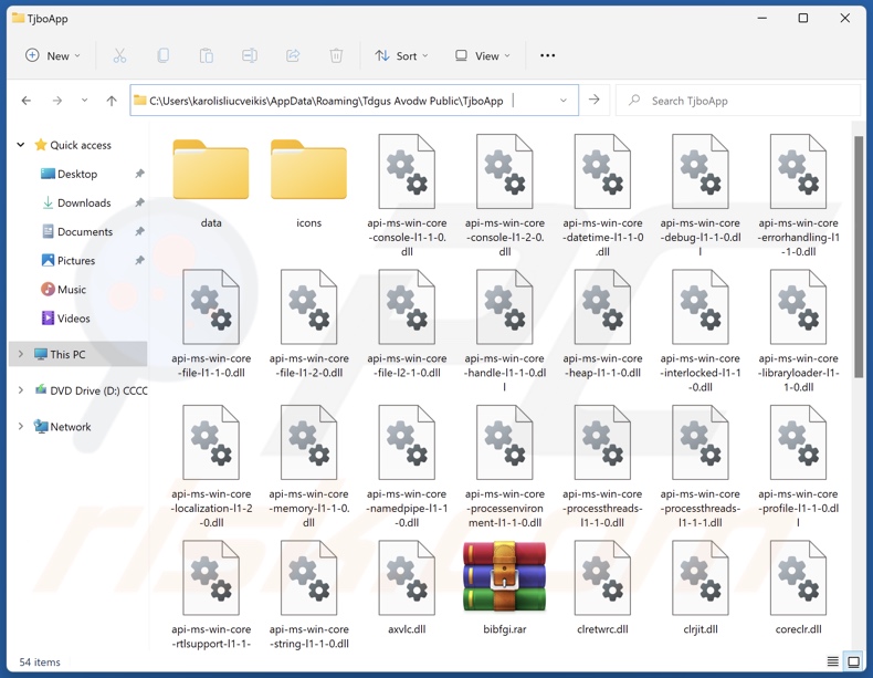 Cartella di installazione dell'applicazione indesiderata TjboApp