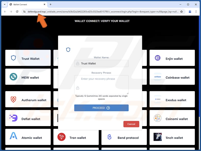 crypto.com pagina di phishing per le truffe via e-mail (defendguard.top)