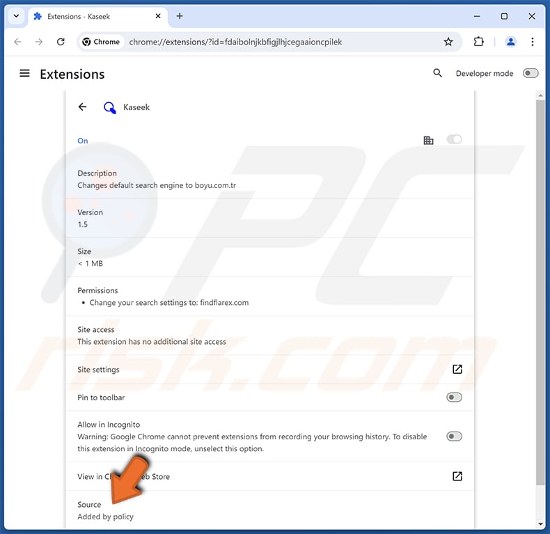 Descrizione del dirottatore del browser Kaseek