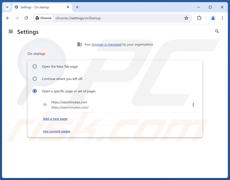 Rimozione di searchnukes.com dalla homepage di Google Chrome