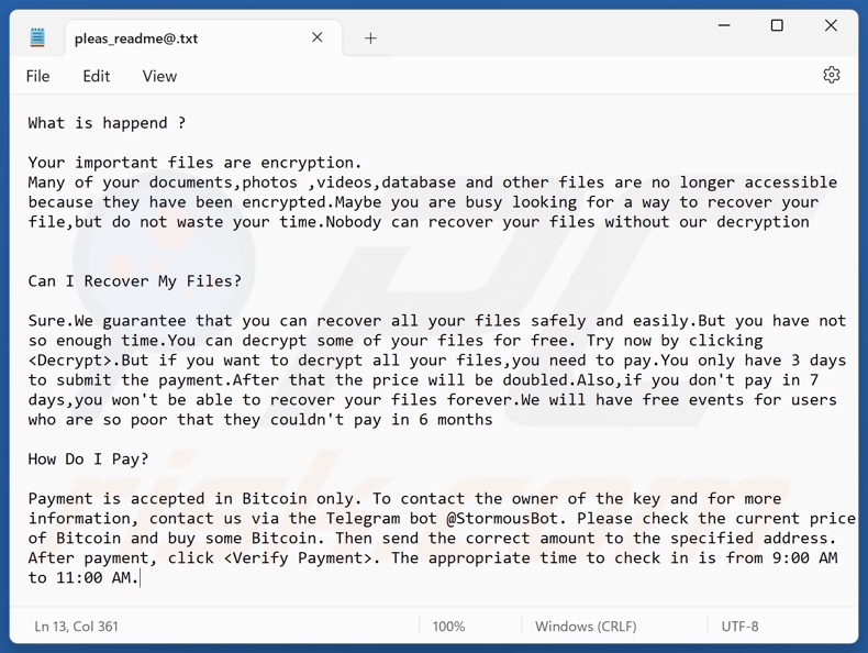 StormCry (Stormous) ransomware file di testo (pleas_readme@.txt)