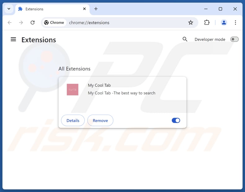 Rimozione delle estensioni di Google Chrome correlate a search.mycooltab.com
