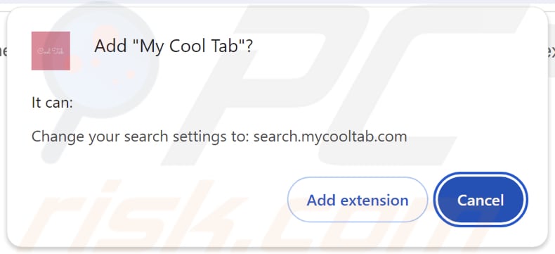 My Cool Tab dirottatore del browser che chiede autorizzazioni