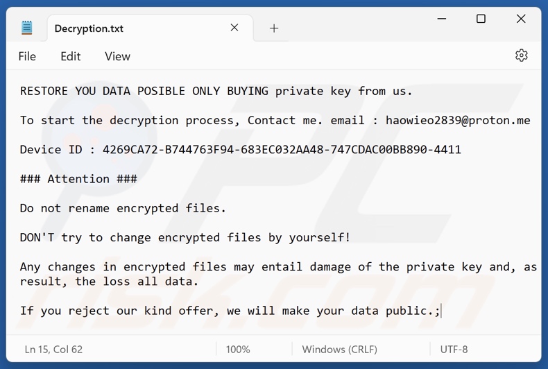 Crypto24 ransomware nota di riscatto (Decryption.txt)