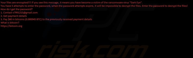 Dark Eye ransomware carta da parati