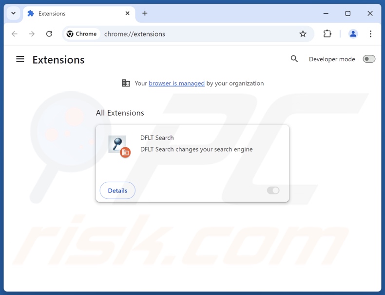 Rimozione delle estensioni di Google Chrome correlate a dfltsearch.com
