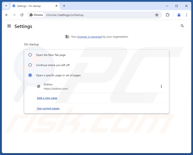 Rimozione di doktox.com dalla homepage di Google Chrome