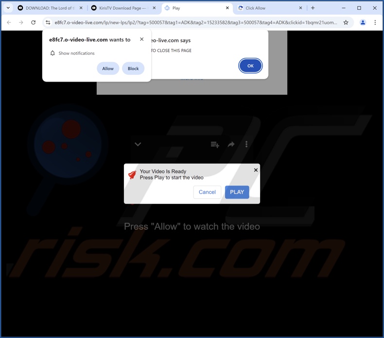 o-video-live[.]com pop-up reindirizzamenti