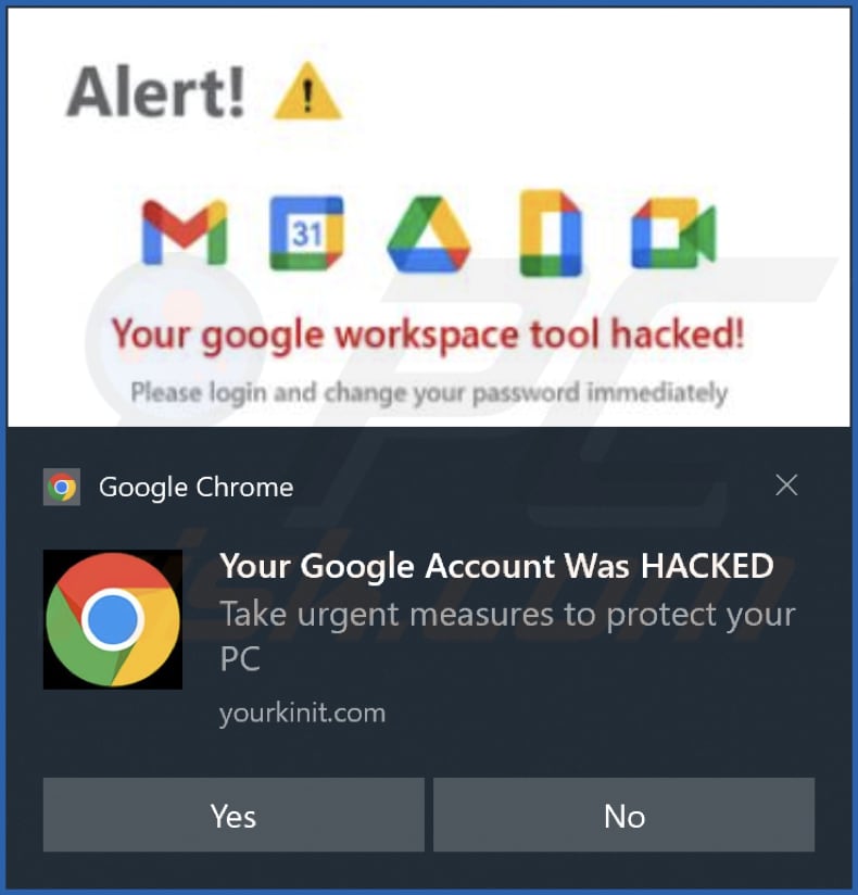 yourkinit.com notifica ingannevole