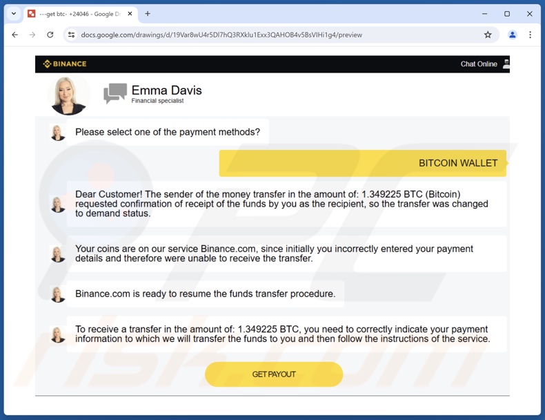 Binance Bitcoin Payout truffa