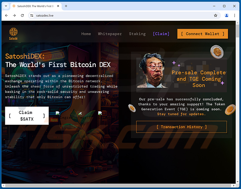 Claim SatoshiDEX (SATX) scolapasta website - satozdes.live