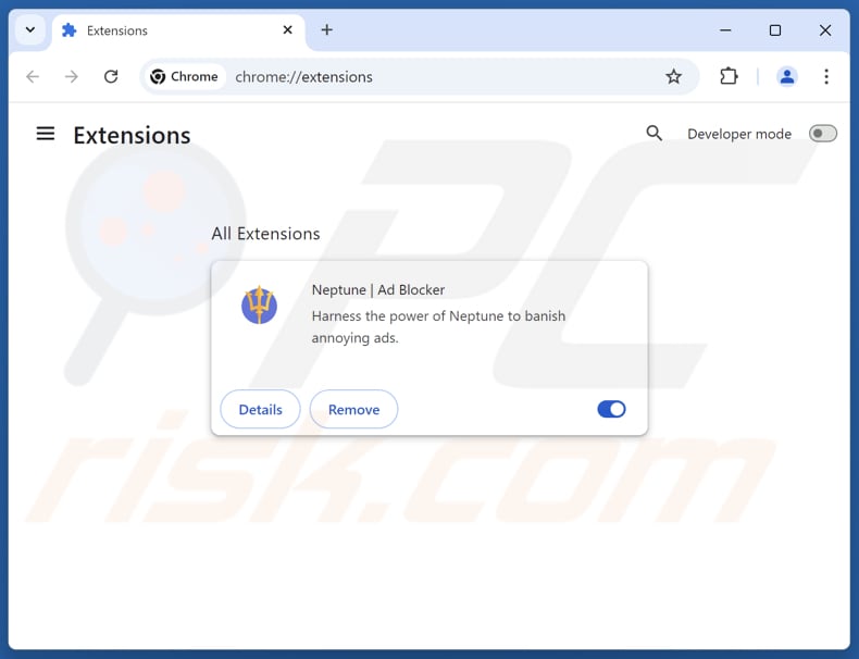 Rimozione degli annunci di Neptune | Ad Blocker da Google Chrome passo 2