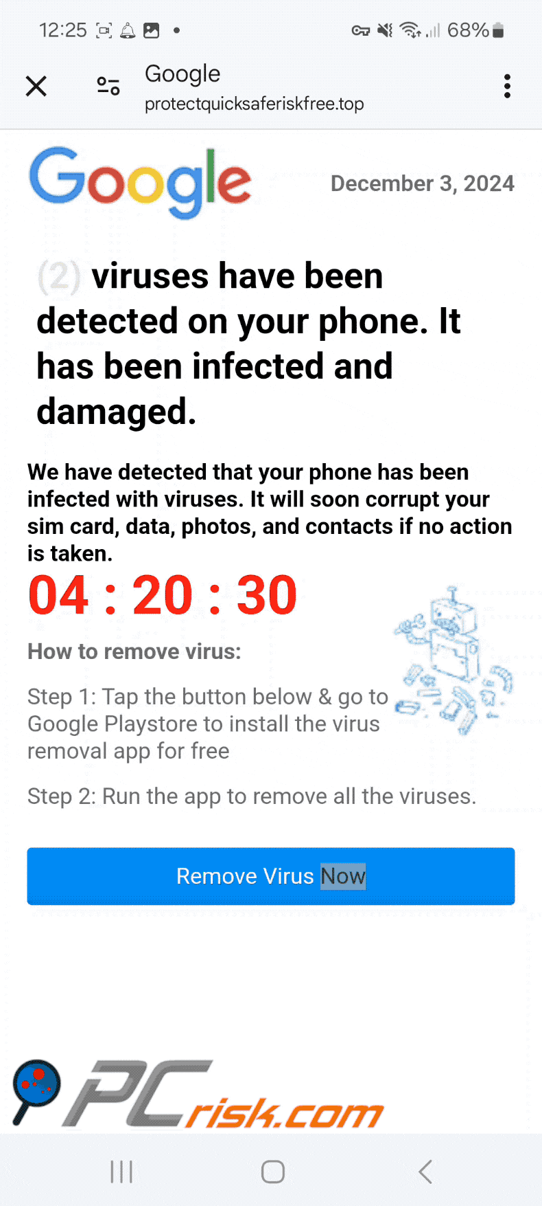 L'aspetto dei virus è stato rilevato nella truffa del vostro telefono