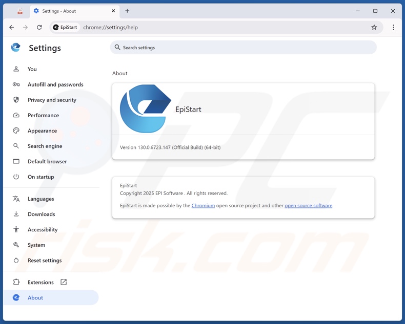 EpiStart (EpiBrowser) applicazione indesiderata