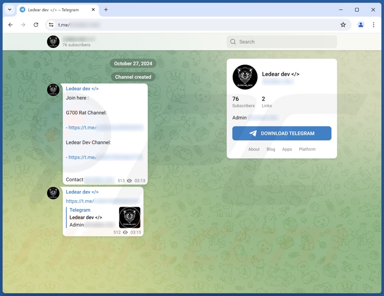 G700 trojan di accesso remoto promosso su Telegram